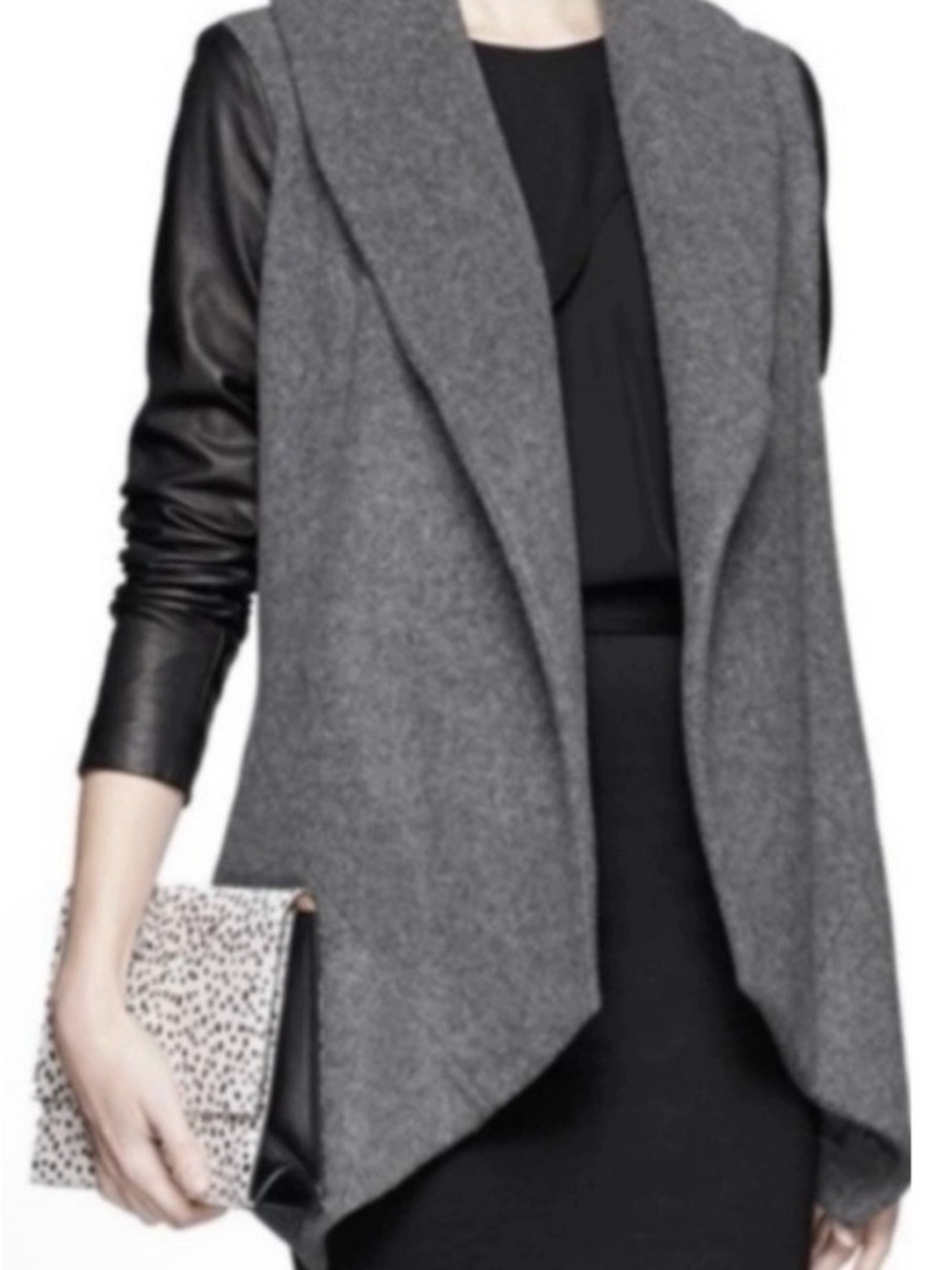 NWOT Theory Women's Cashmere, Wool Lamb Leather Sleeve Jacket/Blazer/Coat Sz S